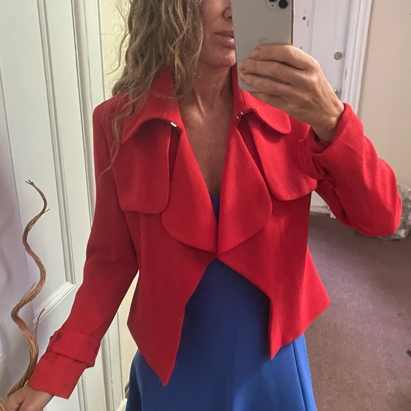 Anne Klein Short Trench Crepe
Drapey Front Jacket Memling Red
Women Size… - Picture 15 of 16
